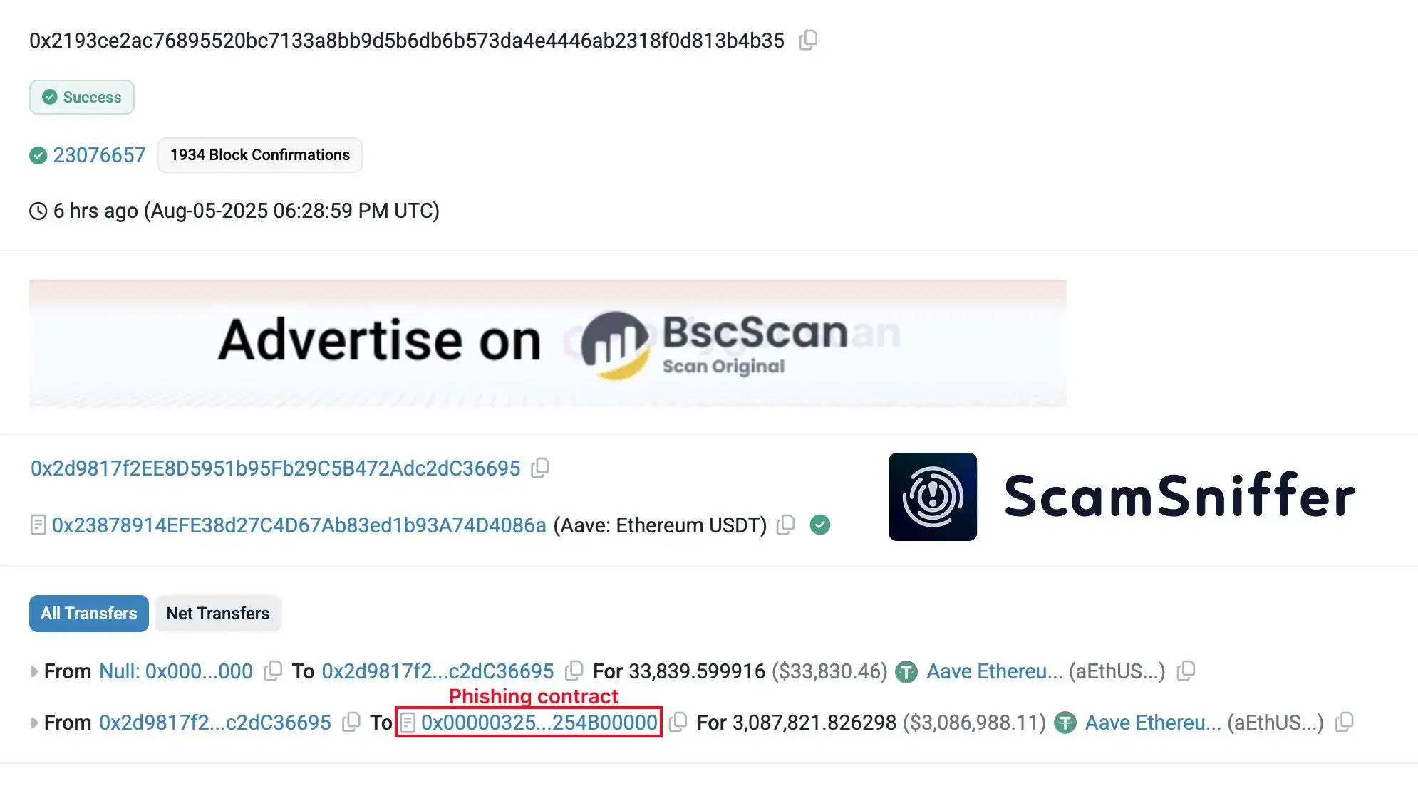  用户因钓鱼交易损失305万美元加密资产